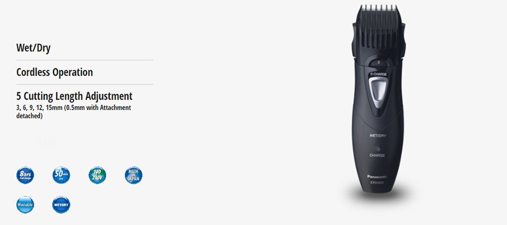 Panasonic ER2405 Washable Body Hair and Beard Trimmer for Men