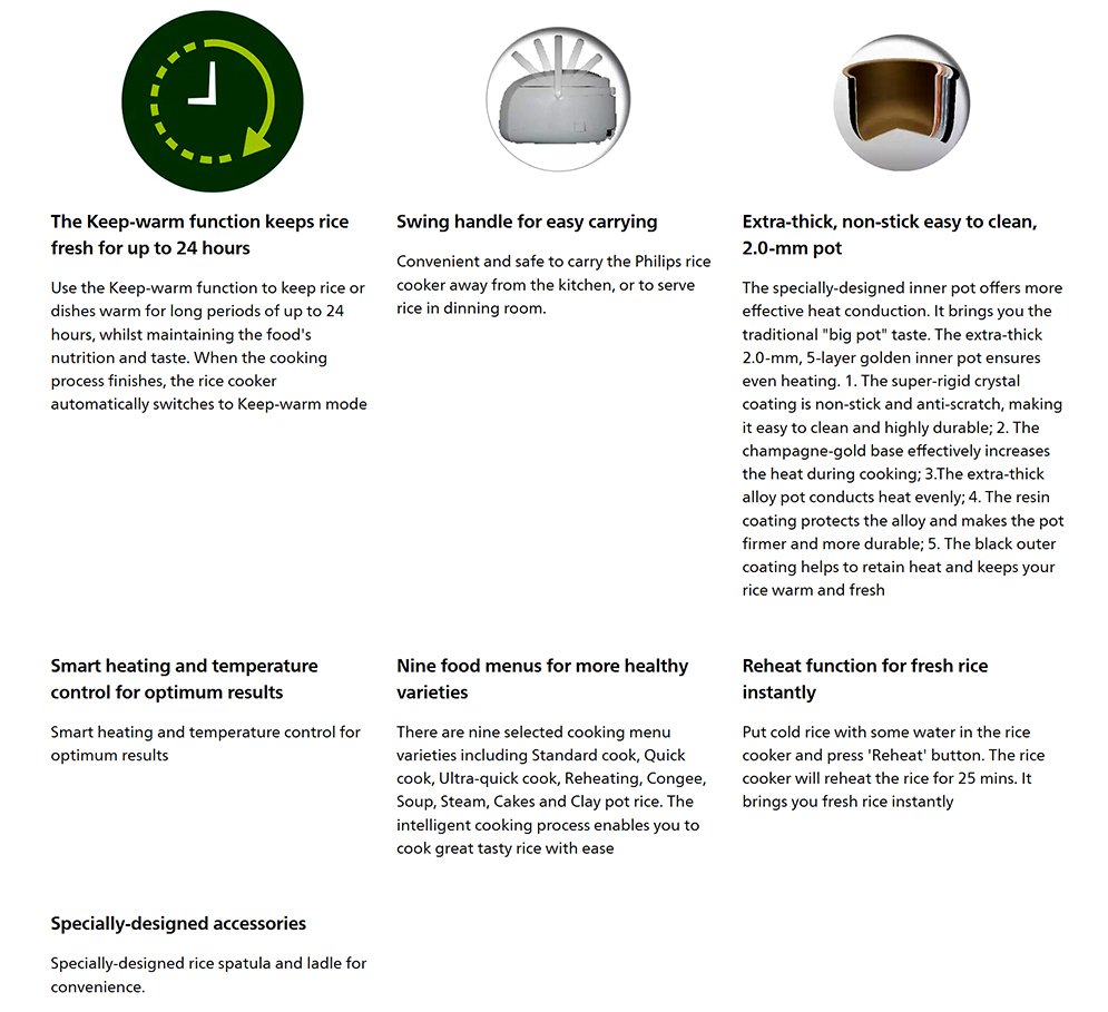 Philips HD3038 Fuzzy Logic Rice Cooker Viva Collection