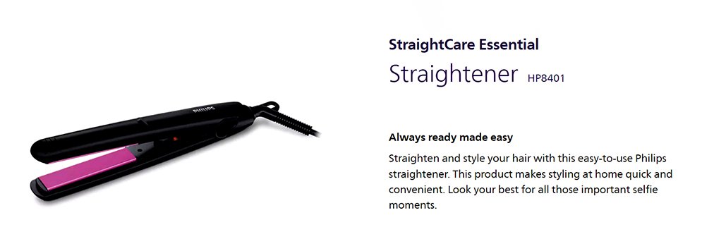 Philips HP8401 StraightCare Essential Hair Straightener for Women