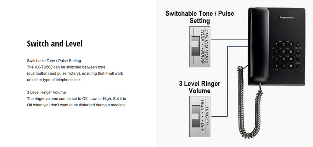 Panasonic KX-TS500MX Single Line Corded Telephone