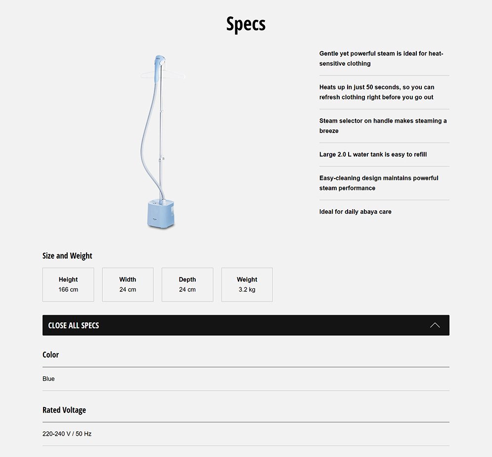 Panasonic NI-GSE050 Garment Steamer