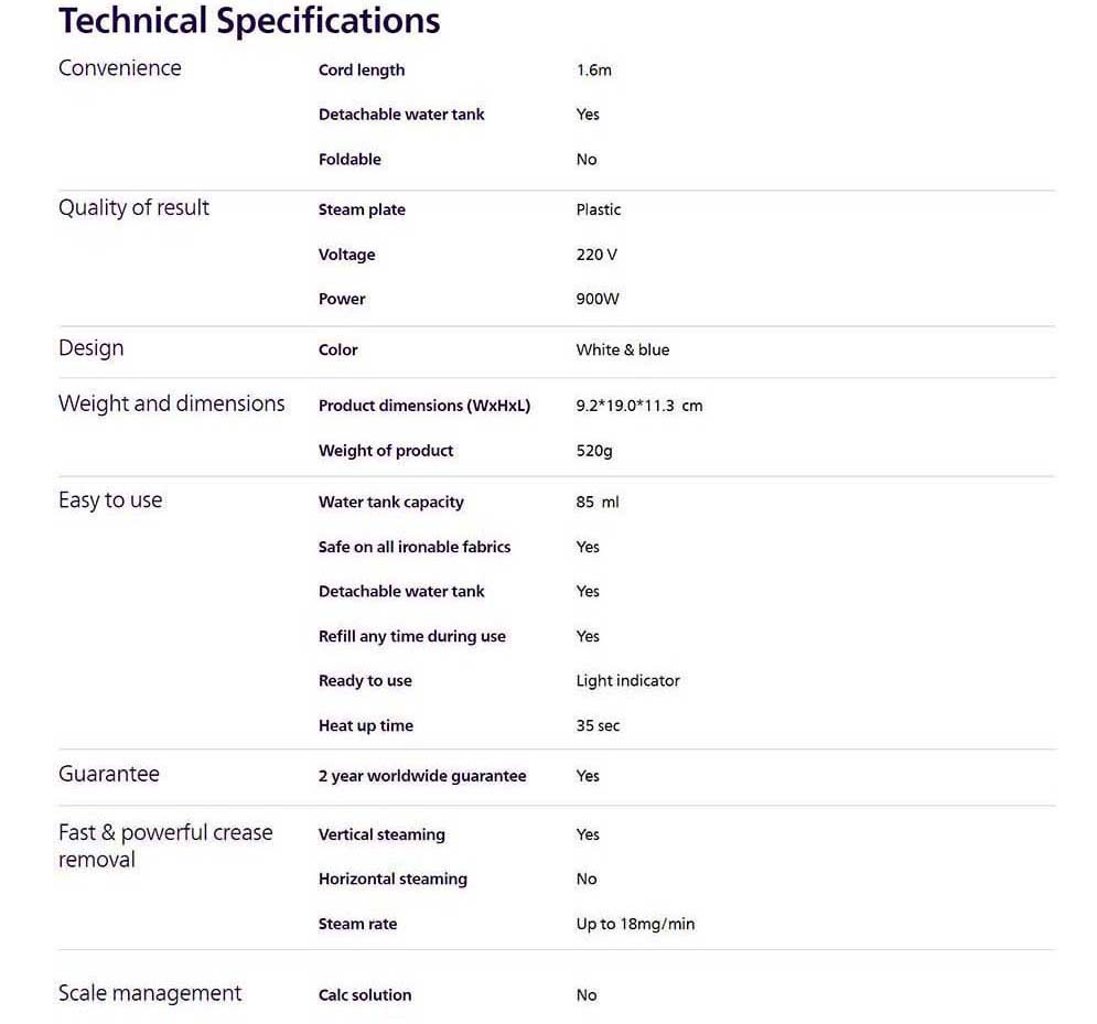 Philips STH1000/10 Handheld Steamer 1000 Series
