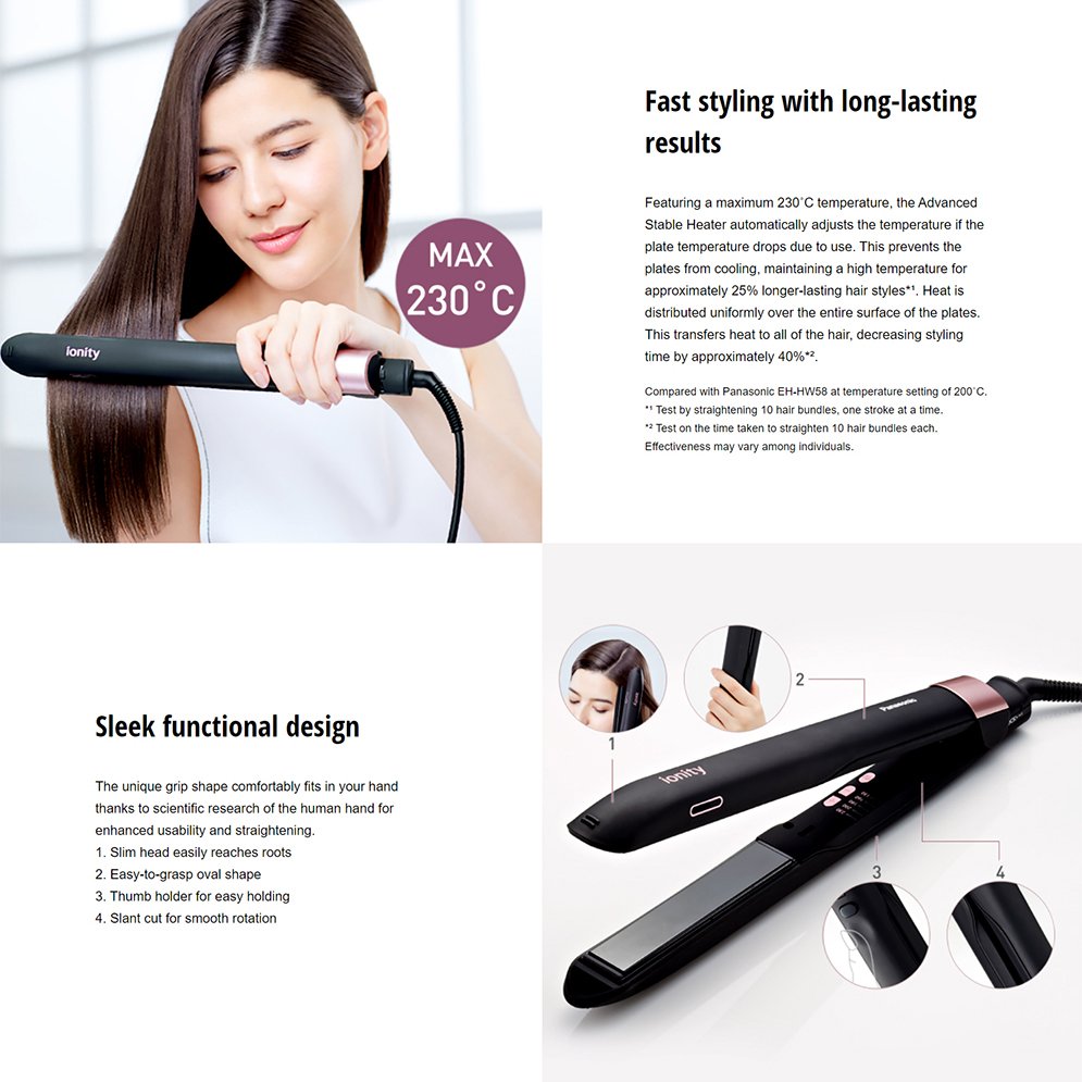 Panasonic EH-HV70 StraightCare and Curl Hair Straightener for Women