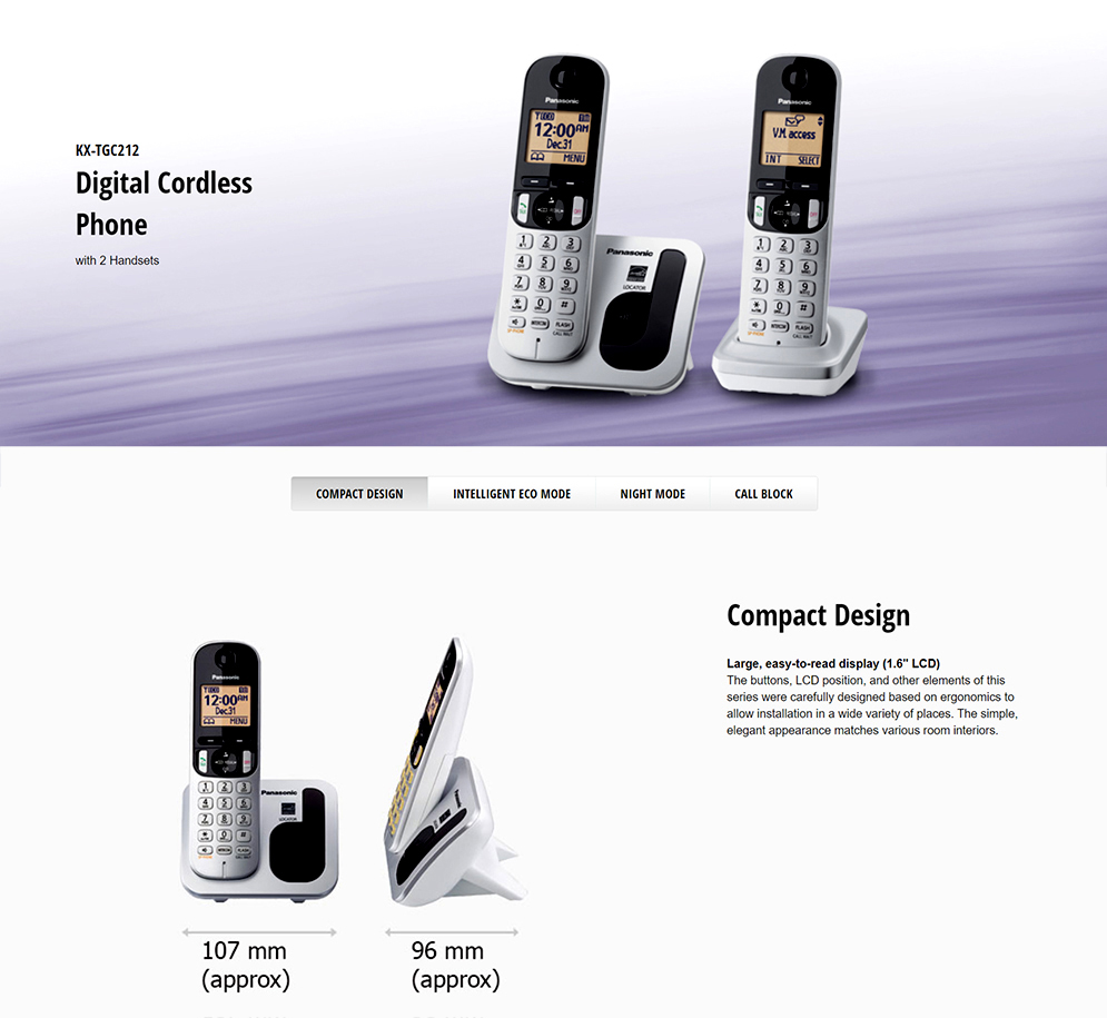 Panasonic KX-TGC212 Digital Cordless Telephone