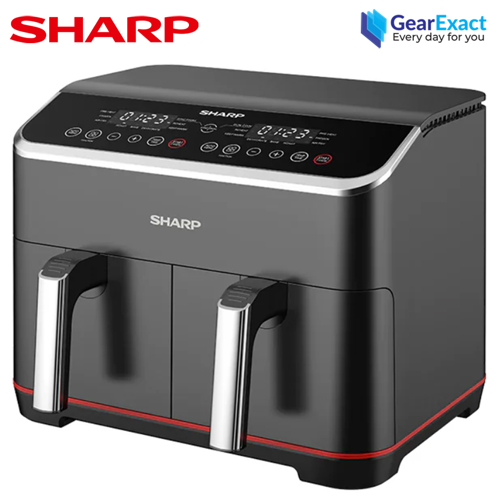 Sharp KF-DF80RT-K3 Double Basket Air Fryer Family Size