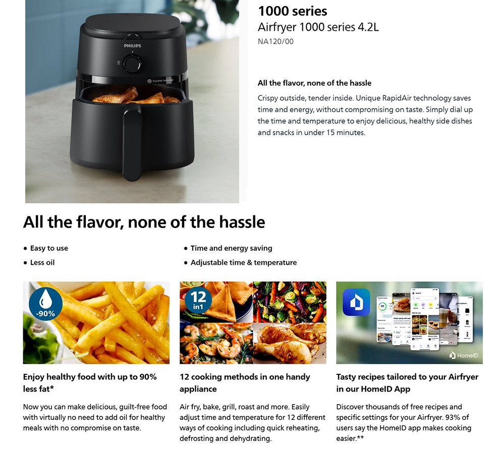 Philips NA120/00 Airfryer 1000 Series Rapid Air Technology