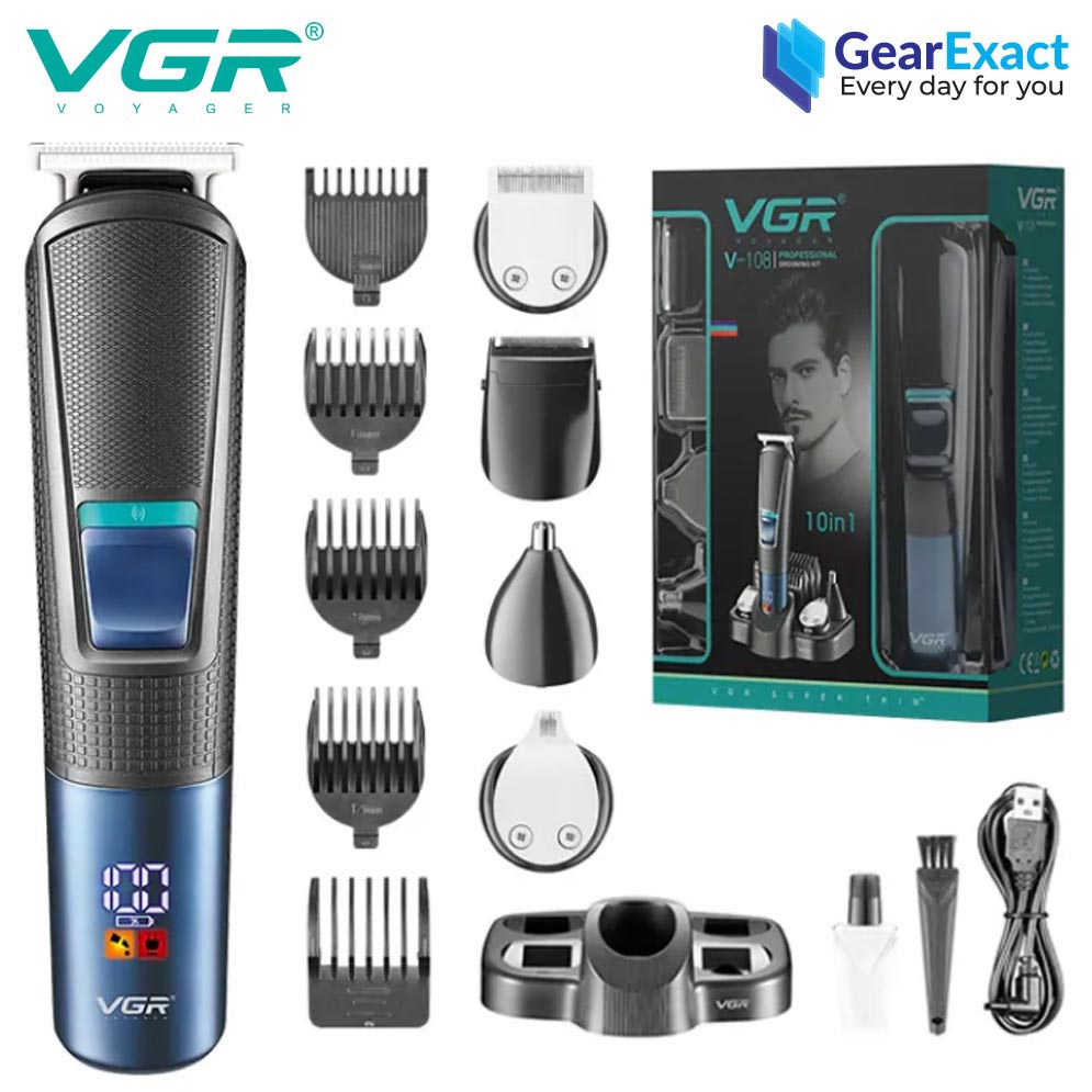 VGR V-108 Multi-Functional 10-in-1 Grooming Kit for Men