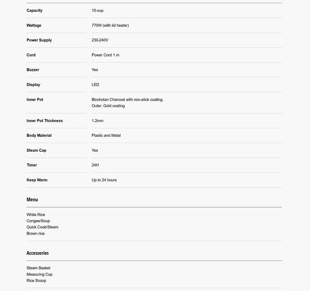 Panasonic SR-DA182 Multi Cooker Rice Cooker with 4 Auto Menus