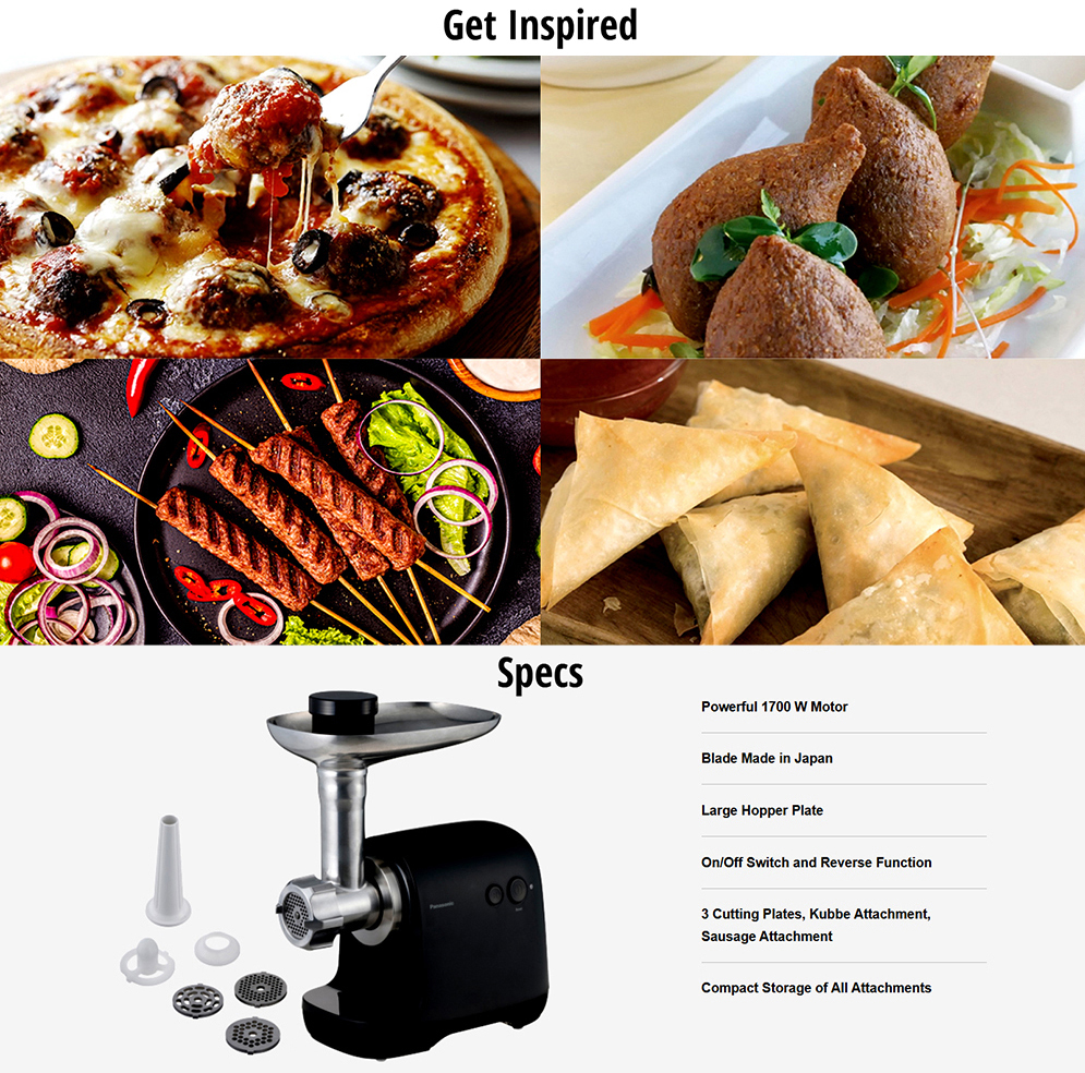 Panasonic MK-GX1710 Meat Grinder Powerful 1700W for Smooth Grinding Performance