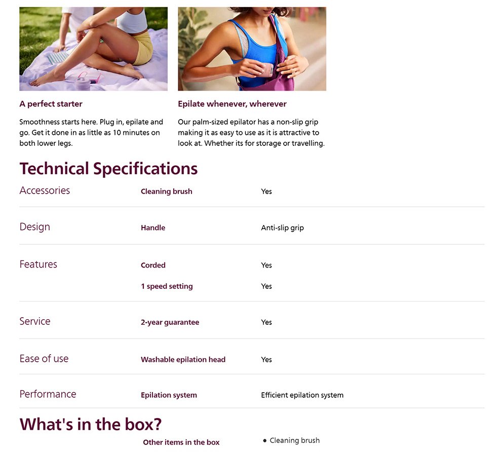 Philips BRE229/00 Satinelle Essential Corded Compact Epilator Series 2000 for Women