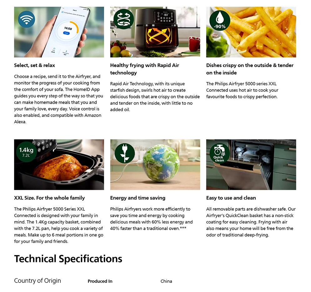Philips HD9285/91 Airfryer 5000 Series XXL Connected with HomeID