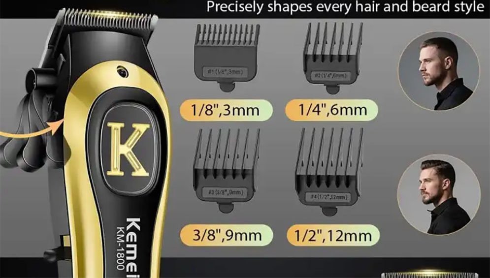 Kemei KM-1800 Professional Hair Clipper and Beard Trimmer Salon Series for Men