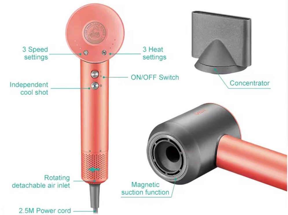 VGR V-440 Essential DryCare Hair Dryer and Styler Salon Series for Women