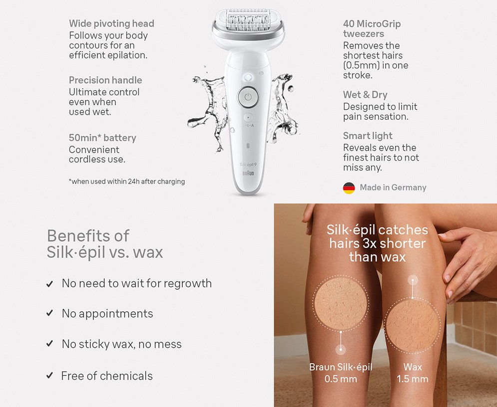 Braun SES9-061 Silk-epil Series 9 Wet and Dry Epilator for Women
