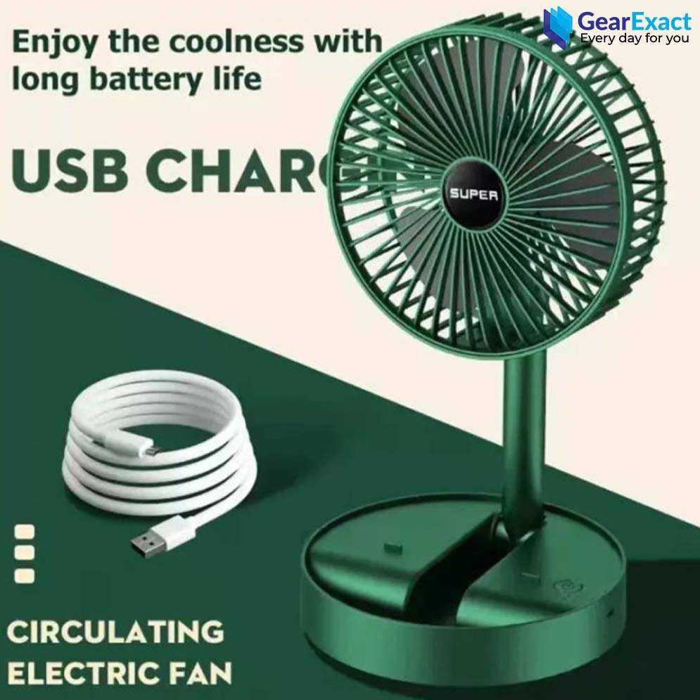 Portable FS-21 Rechargeable Folding Electric Fan with Mobile Stand