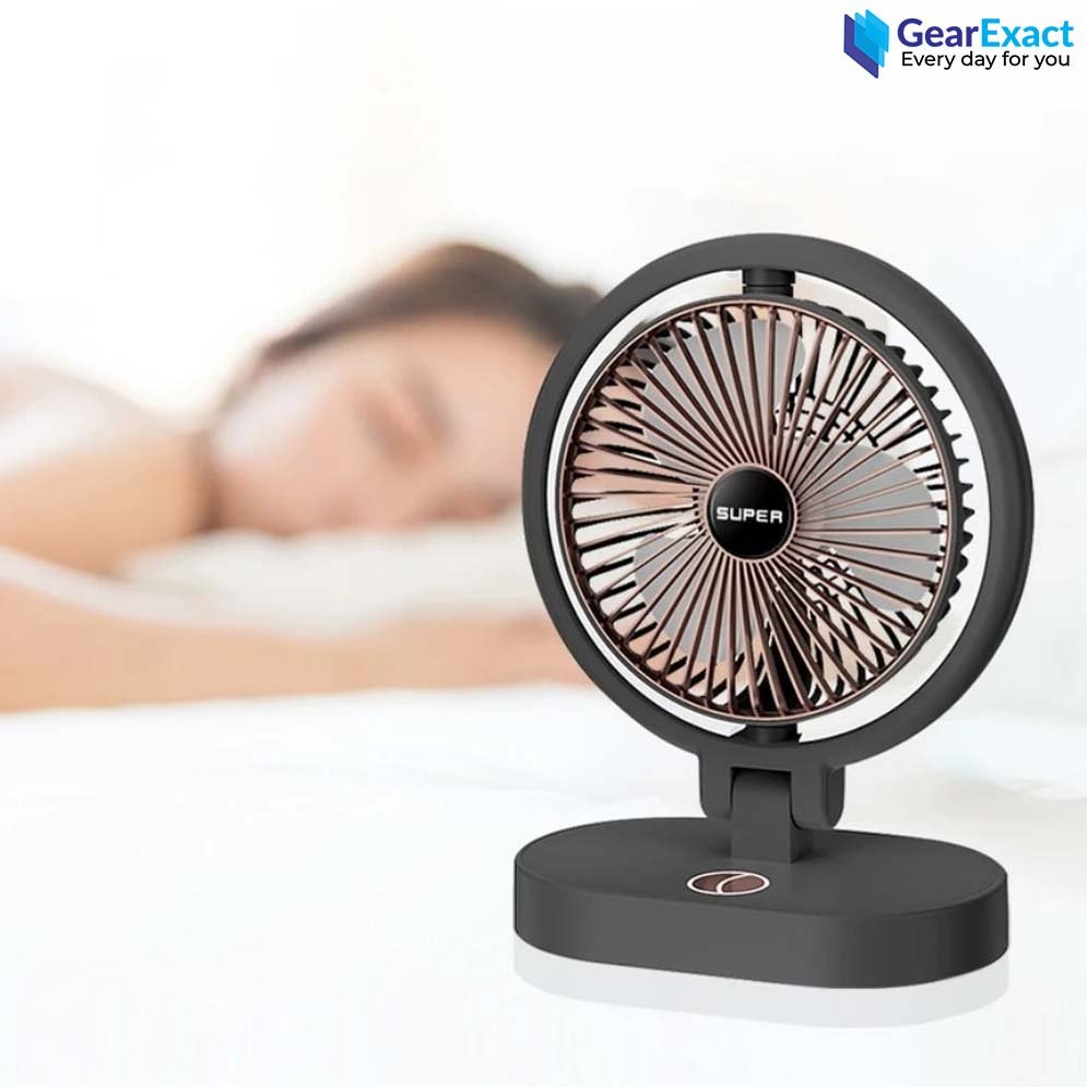 USB Charging Foldable Desktop Fan with LED Light
